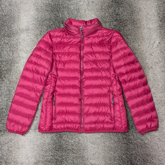Tumi Clairmont Packable Travel Down Puffer Jacket Pink Women's Medium - Picture 3 of 11